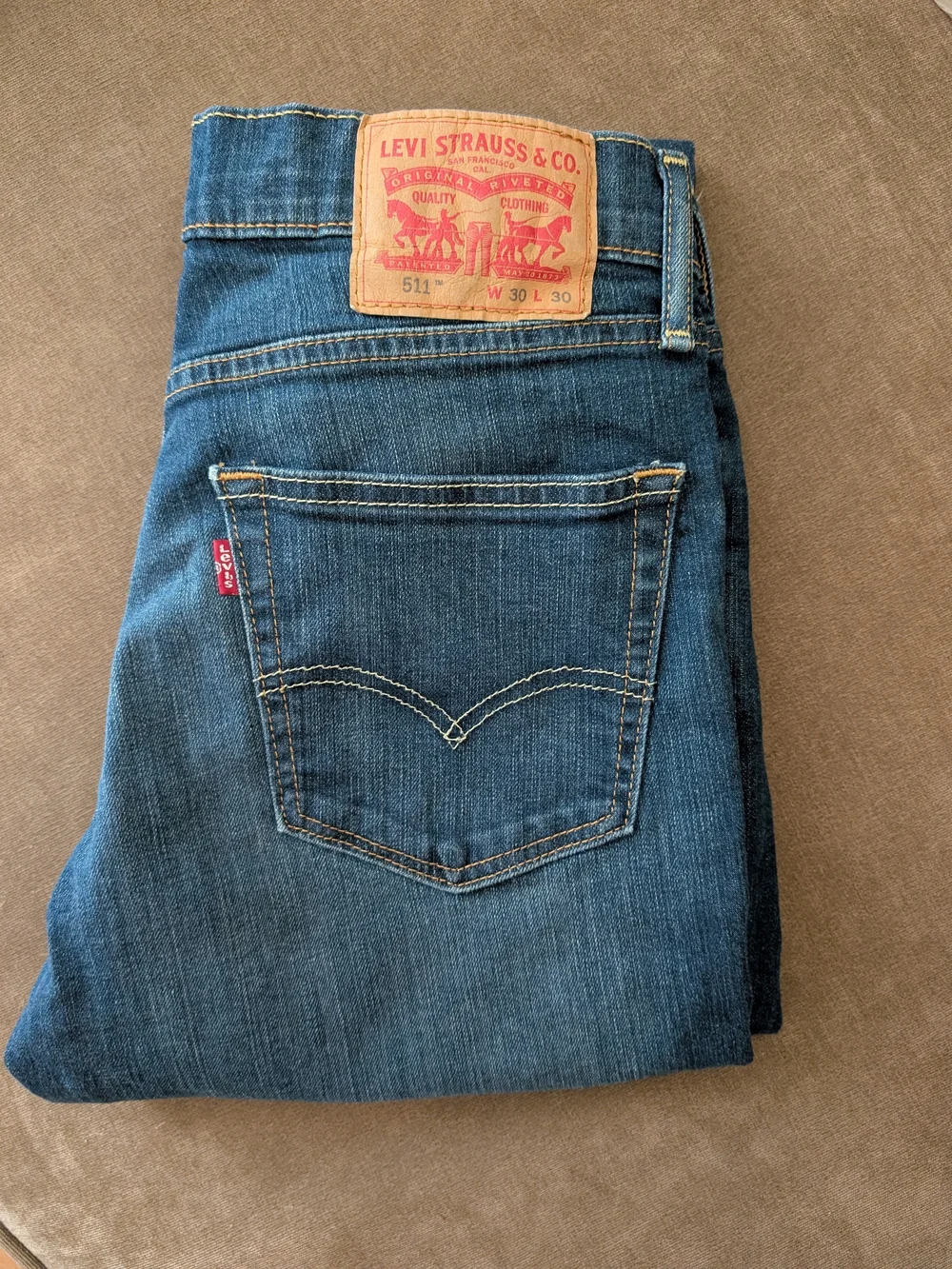 Levi's 511 Slim Jeans in Blue with Tan Patch